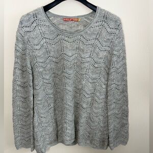 Kuna Baby Alpaca Silk Lace Knit Sweater Gray Open Knit Peru Soft Luxury